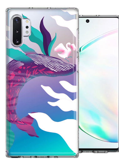 Samsung Galaxy Note 10 Plus Mystic Floral Whale Design Double Layer Phone Case Cover