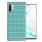 Samsung Galaxy Note 10 Teal Christmas Reindeer Pattern Design Double Layer Phone Case Cover