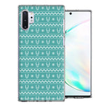 Samsung Galaxy Note 10 Plus Teal Christmas Reindeer Pattern Design Double Layer Phone Case Cover