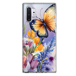 Samsung Galaxy Note 10 Spring Summer Flowers Butterfly Purple Blue Lilac Floral Hybrid Protective Phone Case Cover