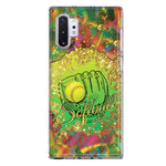 Samsung Galaxy Note 10 Plus Love Softball Girls Glove Green Tie Dye Swirl Paint Hybrid Protective Phone Case Cover