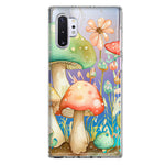 Samsung Galaxy Note 10 Fairytale Watercolor Mushrooms Pastel Spring Flowers Floral Hybrid Protective Phone Case Cover
