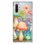 Samsung Galaxy Note 10 Plus Fairytale Watercolor Mushrooms Pastel Spring Flowers Floral Hybrid Protective Phone Case Cover