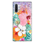 Samsung Galaxy Note 10 Hawaiian Vibes Hibiscus Flowers Monstera Vacation Summer Hybrid Protective Phone Case Cover