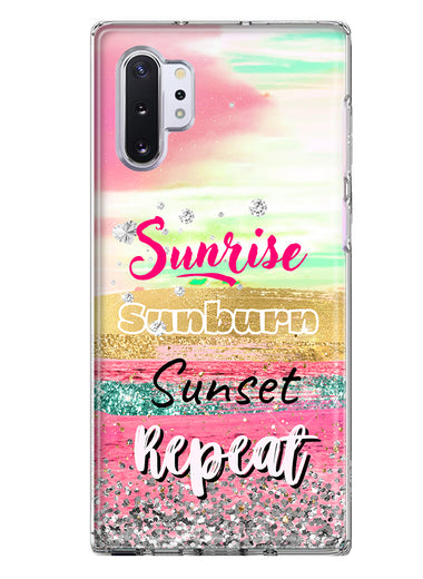 Samsung Galaxy Note 10 Plus Summer Brush Strokes Sunrise Sunburn Sunset Repeat Hybrid Protective Phone Case Cover