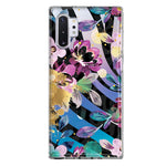 Samsung Galaxy Note 10 Zebra Stripes Tropical Flowers Purple Blue Summer Vibes Hybrid Protective Phone Case Cover