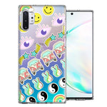 Samsung Galaxy Note 10 Plus 70's Yin Yang Hippie Happy Peace Stars Design Double Layer Phone Case Cover
