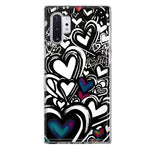 Samsung Galaxy Note 10 Black White Hearts Love Graffiti Hybrid Protective Phone Case Cover