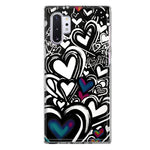 Samsung Galaxy Note 10 Plus Black White Hearts Love Graffiti Hybrid Protective Phone Case Cover