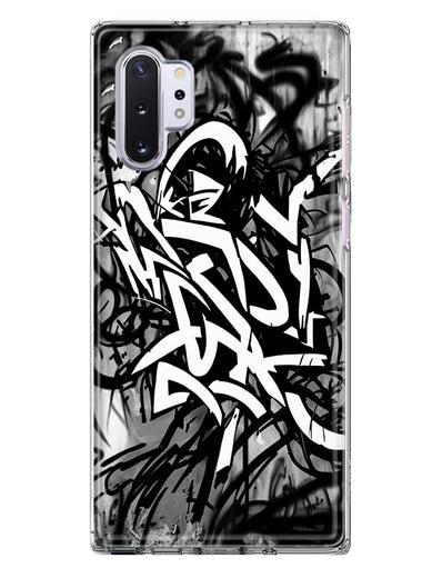 Samsung Galaxy Note 10 Plus Black White Urban Graffiti Hybrid Protective Phone Case Cover