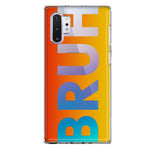 Samsung Galaxy Note 10 Orange Red Clear Funny Text Quote Bruh Hybrid Protective Phone Case Cover