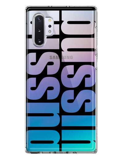 Samsung Galaxy Note 10 Plus Black Clear Funny Text Quote Bussin Hybrid Protective Phone Case Cover