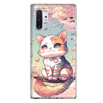 Samsung Galaxy Note 10 Kawaii Manga Pink Cherry Blossom Cute Cat Hybrid Protective Phone Case Cover