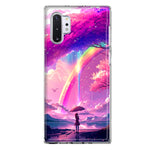 Samsung Galaxy Note 10 Kawaii Manga Pink Cherry Blossom Japanese Rainbow Girl Hybrid Protective Phone Case Cover