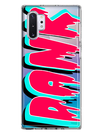 Samsung Galaxy Note 10 Plus Teal Pink Clear Funny Text Quote Dank Hybrid Protective Phone Case Cover