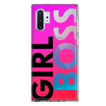 Samsung Galaxy Note 10 Plus Pink Clear Funny Text Quote Girl Boss Hybrid Protective Phone Case Cover