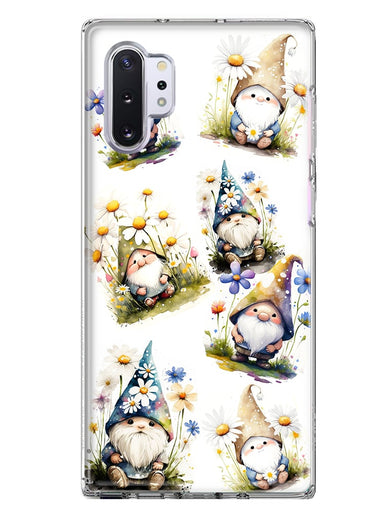 Samsung Galaxy Note 10 Plus Cute White Blue Daisies Gnomes Hybrid Protective Phone Case Cover