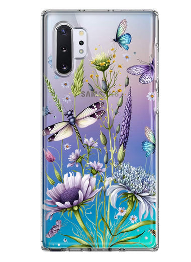 Samsung Galaxy Note 10 Plus Lavender Dragonfly Butterflies Spring Flowers Hybrid Protective Phone Case Cover