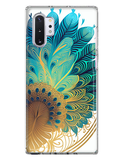 Samsung Galaxy Note 10 Plus Mandala Geometry Abstract Peacock Feather Pattern Hybrid Protective Phone Case Cover