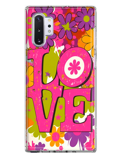 Samsung Galaxy Note 10 Plus Pink Daisy Love Graffiti Painting Art Hybrid Protective Phone Case Cover