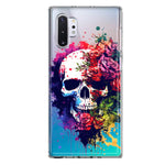 Samsung Galaxy Note 10 Fantasy Skull Red Purple Roses Hybrid Protective Phone Case Cover