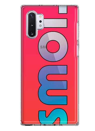 Samsung Galaxy Note 10 Plus Red Pink Clear Funny Text Quote Smol Hybrid Protective Phone Case Cover