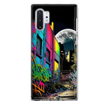 Samsung Galaxy Note 10 Urban City Full Moon Graffiti Painting Art Hybrid Protective Phone Case Cover