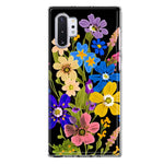 Samsung Galaxy Note 10 Blue Yellow Vintage Spring Wild Flowers Floral Hybrid Protective Phone Case Cover