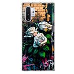 Samsung Galaxy Note 10 Plus White Roses Graffiti Wall Art Painting Hybrid Protective Phone Case Cover