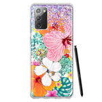 Samsung Galaxy Note 20 Hawaiian Vibes Hibiscus Flowers Monstera Vacation Summer Hybrid Protective Phone Case Cover