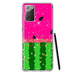 Samsung Galaxy Note 20 Summer Watermelon Sugar Vacation Tropical Fruit Pink Green Hybrid Protective Phone Case Cover