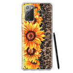 Samsung Galaxy Note 20 Yellow Summer Sunflowers Brown Leopard Honeycomb Hybrid Protective Phone Case Cover