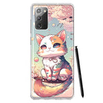 Samsung Galaxy Note 20 Kawaii Manga Pink Cherry Blossom Cute Cat Hybrid Protective Phone Case Cover