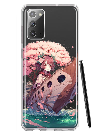 Samsung Galaxy Note 20 Kawaii Manga Pink Cherry Blossom Japanese Girl Boat Hybrid Protective Phone Case Cover