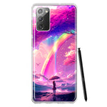 Samsung Galaxy Note 20 Kawaii Manga Pink Cherry Blossom Japanese Rainbow Girl Hybrid Protective Phone Case Cover