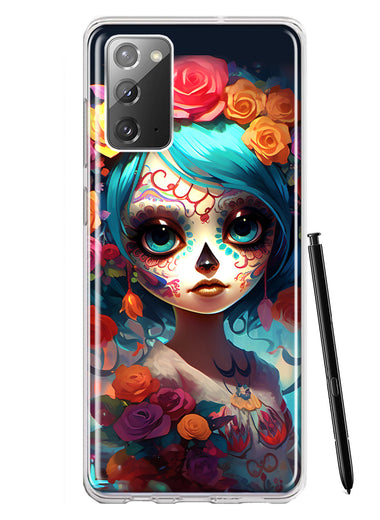 Samsung Galaxy Note 20 Halloween Spooky Colorful Day of the Dead Skull Girl Hybrid Protective Phone Case Cover