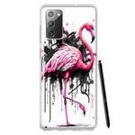 Samsung Galaxy Note 20 Pink Flamingo Painting Graffiti Hybrid Protective Phone Case Cover