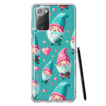 Samsung Galaxy Note 20 Turquoise Pink Hearts Gnomes Hybrid Protective Phone Case Cover