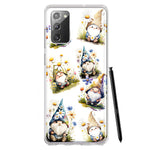 Samsung Galaxy Note 20 Cute White Blue Daisies Gnomes Hybrid Protective Phone Case Cover