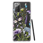 Samsung Galaxy Note 20 Lavender Dragonfly Butterflies Spring Flowers Hybrid Protective Phone Case Cover