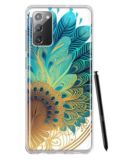 Samsung Galaxy Note 20 Mandala Geometry Abstract Peacock Feather Pattern Hybrid Protective Phone Case Cover