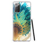 Samsung Galaxy Note 20 Mandala Geometry Abstract Peacock Feather Pattern Hybrid Protective Phone Case Cover