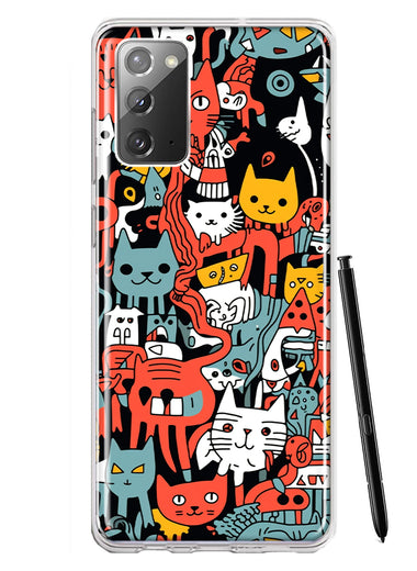 Samsung Galaxy Note 20 Psychedelic Cute Cats Friends Pop Art Hybrid Protective Phone Case Cover