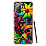 Samsung Galaxy Note 20 Neon Rainbow Psychedelic Trippy Hippie Daisy Flowers Hybrid Protective Phone Case Cover