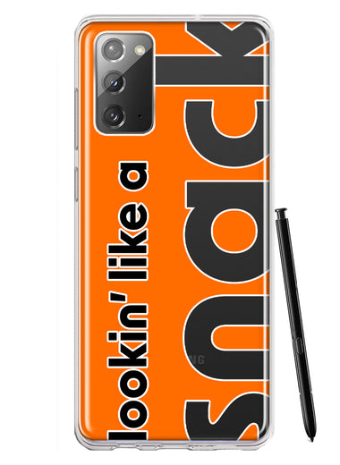 Samsung Galaxy Note 20 Orange Clear Funny Text Quote Snack Hybrid Protective Phone Case Cover