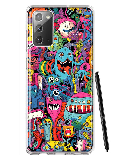 Samsung Galaxy Note 20 Psychedelic Trippy Happy Aliens Characters Hybrid Protective Phone Case Cover