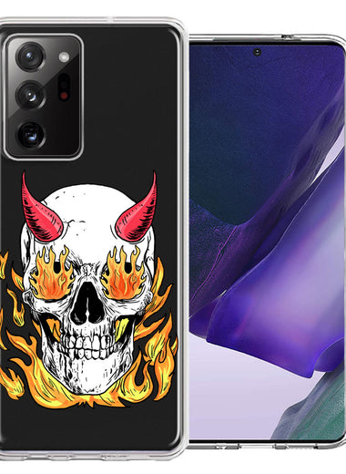 Samsung Galaxy Note 20 Ultra Flamming Devil Skull Design Double Layer Phone Case Cover
