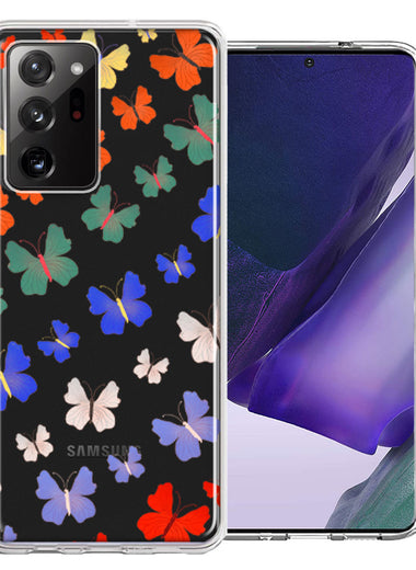 Samsung Galaxy Note 20 Ultra Colorful Butterflies Design Double Layer Phone Case Cover