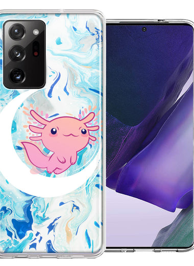 Samsung Galaxy Note 20 Ultra Pink Axolotl Moon Mable Design Double Layer Phone Case Cover