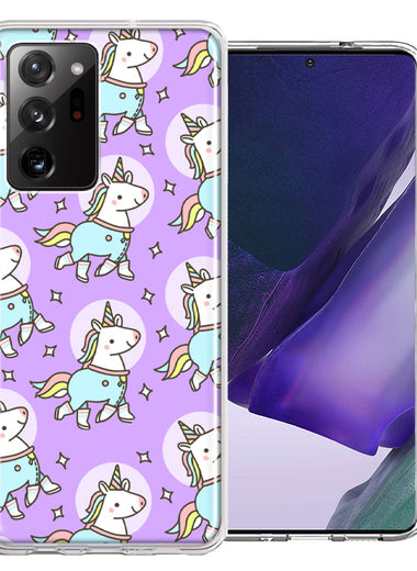 Samsung Galaxy Note 20 Ultra Cute Unicorns Purple Design Double Layer Phone Case Cover